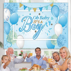 Lofaris Blue White Ballons Its A Boy Backdrop For Baby Shower