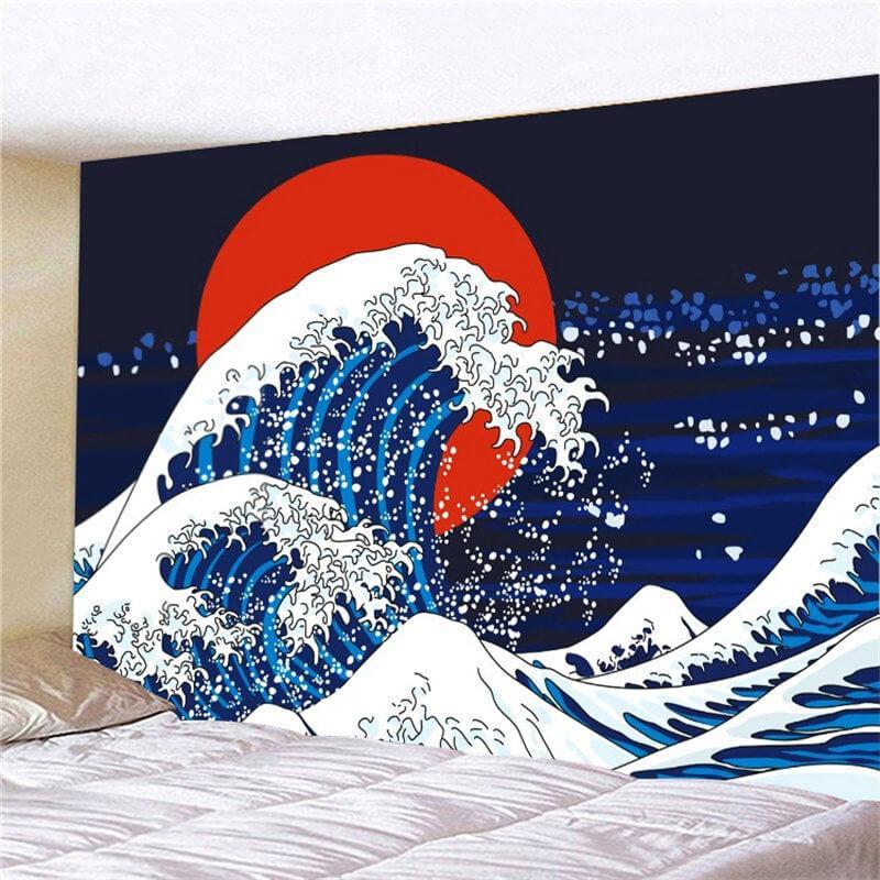 Lofaris Blue White Beach 3D Printed Landscape Wall Tapestry