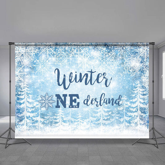 Lofaris Winter One-derland Snowflake Photoshoot Backdrops for Baby Shower