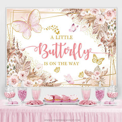 Lofaris Boho Butterfly Floral Baby Shower Backdrop For Girl