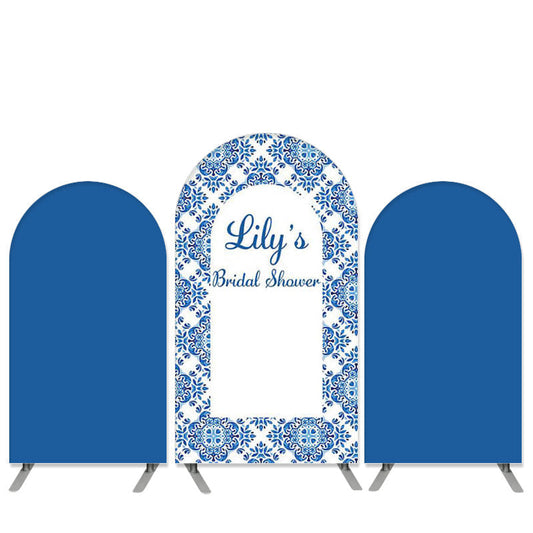 Lofaris Boho Floral Pattern Theme Blue Bridal Shower Arch Backdrop Kit