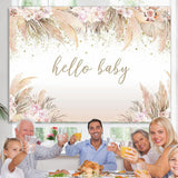 Load image into Gallery viewer, Lofaris Boho Hello Baby Theme Pink Floral Shower Backdrop