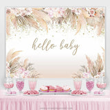 Load image into Gallery viewer, Lofaris Boho Hello Baby Theme Pink Floral Shower Backdrop