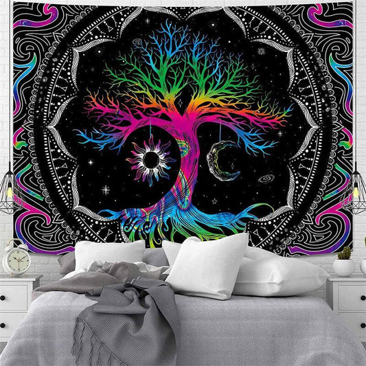 Lofaris Boho Psychedelic Abstract Mandala Pattern Wall Tapestry