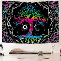 Lofaris Boho Psychedelic Abstract Mandala Pattern Wall Tapestry