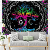 Load image into Gallery viewer, Lofaris Boho Psychedelic Abstract Mandala Pattern Wall Tapestry