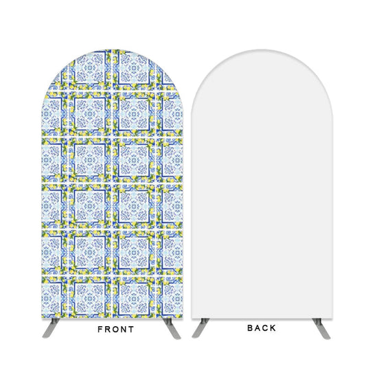 Lofaris Boho Theme Blue And Yellow Birthday Double Sided Arch Backdrop