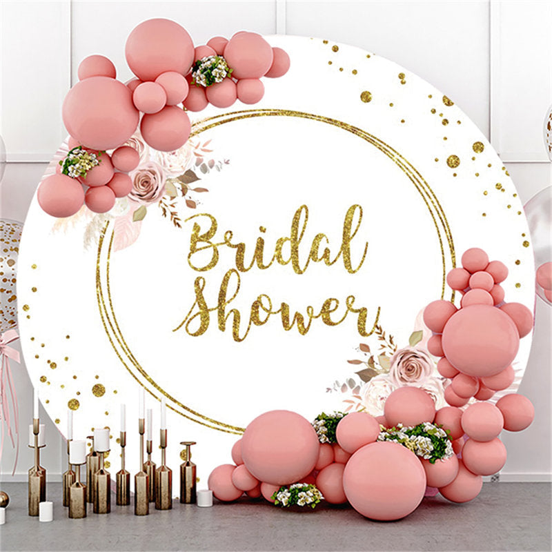 Lofaris Boho Theme Gold Glitter Round Bridal Shower Backdrop
