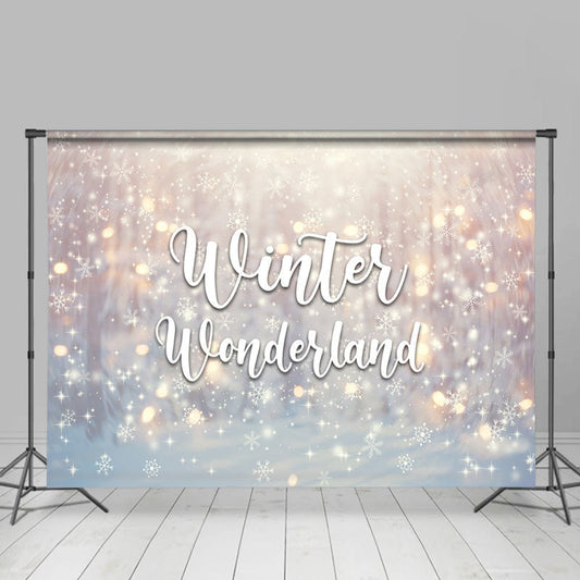 Lofaris Bokeh Snowy Snowflake Winter Wonderland Holiday Backdrop
