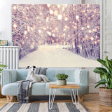 Load image into Gallery viewer, Lofaris Bokeh White Snowy Way In The Forest Winter Backdrop