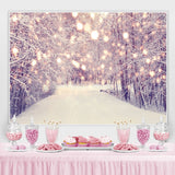 Load image into Gallery viewer, Lofaris Bokeh White Snowy Way In The Forest Winter Backdrop