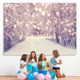 Load image into Gallery viewer, Lofaris Bokeh White Snowy Way In The Forest Winter Backdrop