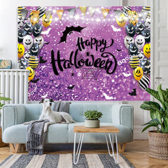 Lofaris Boo Balloons And Purple Bokeh Happy Halloween Backdrop