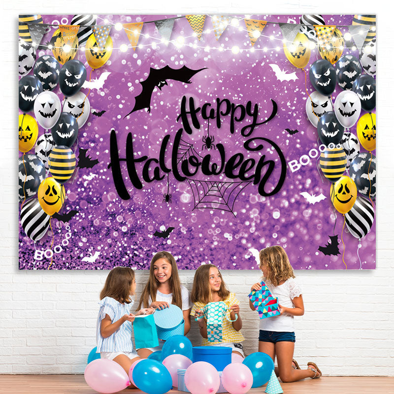 Lofaris Boo Balloons And Purple Bokeh Happy Halloween Backdrop