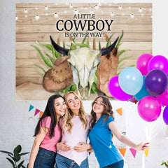 Lofaris A Little CowBoy Is On The Way Baby Shower Backdrop