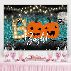 Lofaris Boo Bash Pumpkin Green Bokeh Halloween Party Backdrop