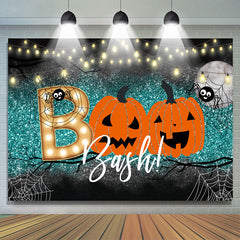 Lofaris Boo Bash Pumpkin Green Bokeh Halloween Party Backdrop
