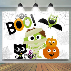 Lofaris Boo! Cute Zombies and Ghosts Halloween Party Backdrop