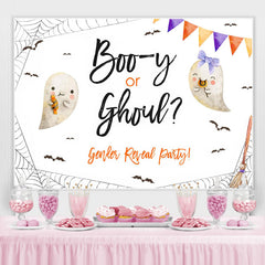 Lofaris Boo Or Ghou Bat Halloween Theme White Gender Reval Backdrop