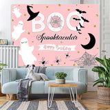 Load image into Gallery viewer, Lofaris BOO pink Halloween party birthday photo booth backdrop
