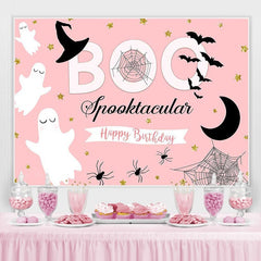 Lofaris BOO pink Halloween party birthday photo booth backdrop