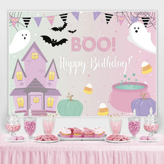 Lofaris Boo Pink Halloween Themed Birthday Party Backdrop