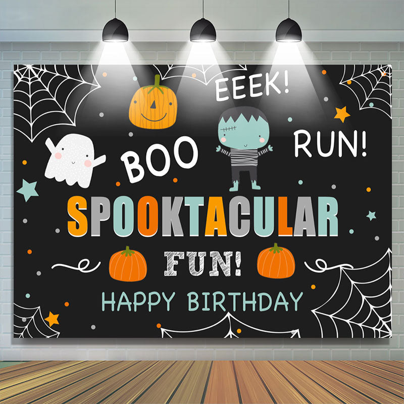 Boo Run Spooktacular Fun Halloween Birthday Backdrop
