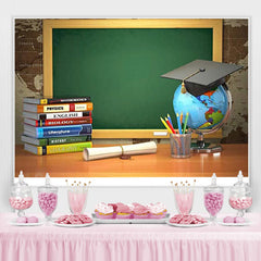 Lofaris Book globe and green blackboard back to school backdrop