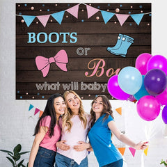 Lofaris Boots or Bows Gender Reveal Backdrop for Baby Shower