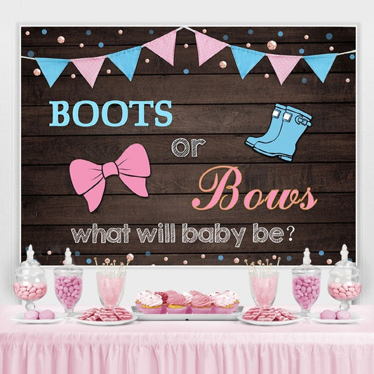 Lofaris Boots or Bows Gender Reveal Backdrop for Baby Shower