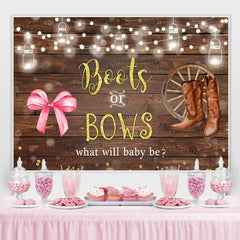 Lofaris Boots Or Bows Lights Wood Backdrop for Baby Shower