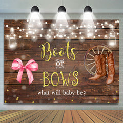 Lofaris Boots Or Bows Lights Wood Backdrop for Baby Shower