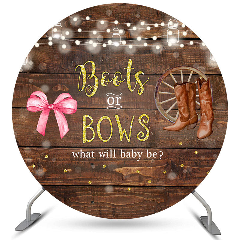 Lofaris Boots Or Bows Round Gender Reveal Baby Shower Backdrop