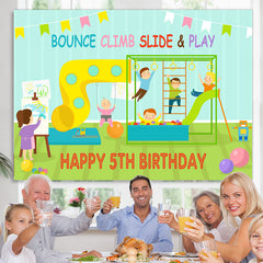 Lofaris Bounce Climb Slide And Play Happy 5Th Birthday Backdrop
