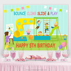 Lofaris Bounce Climb Slide And Play Happy 5Th Birthday Backdrop