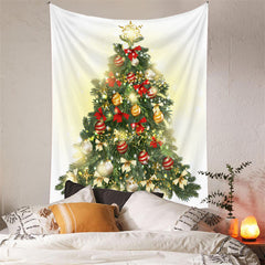 Lofaris Bow Tie Christmas Tree Balls Glitter Wall Tapestry