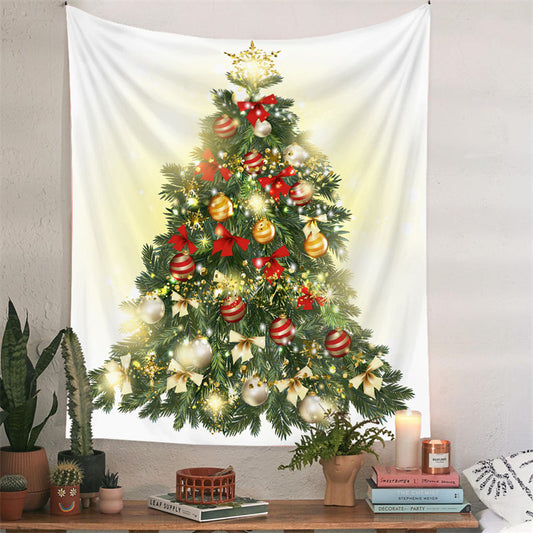 Lofaris Bow Tie Christmas Tree Balls Glitter Wall Tapestry