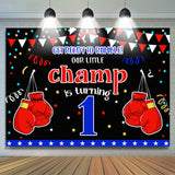 Load image into Gallery viewer, Lofaris Boxing Champion Confetti Happy 1st Birthday Backdrop