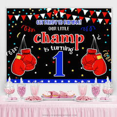Lofaris Boxing Champion Confetti Happy 1st Birthday Backdrop