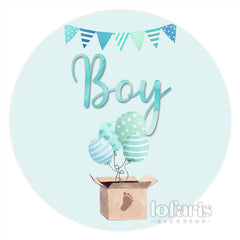Lofaris Boy Blue Balloon Simple Circle Baby Shower Backdrop