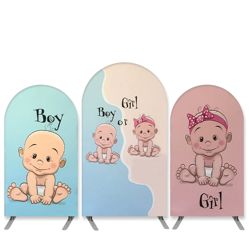 Lofaris Boy Or Girl Blue Pink Baby Shower Arch Backdrop Kit