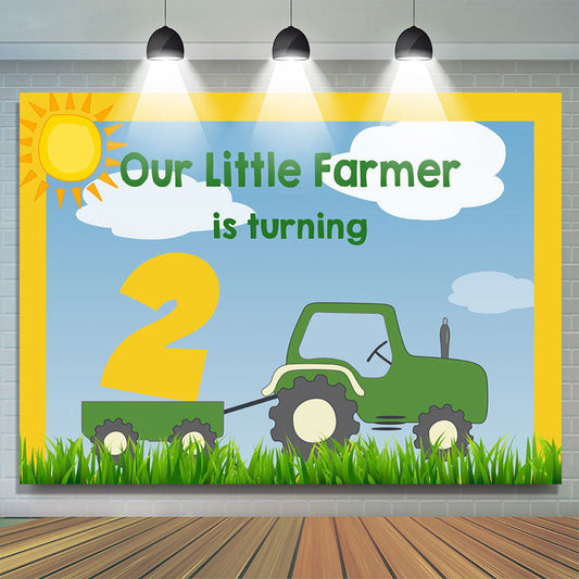 Lofaris Boys 2Nd Birthday Backdrop Farmer