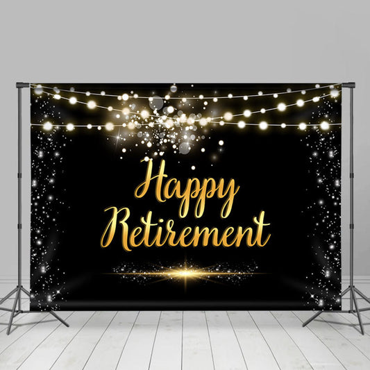 Lofaris Bright Bokeh Light Black Happy Retirement Backdrop