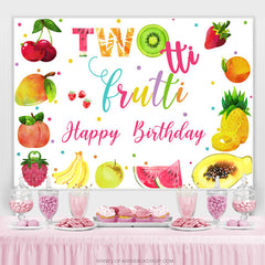 Lofaris Bright Fruits 2nd Happy Birthday Backdrop Decoration