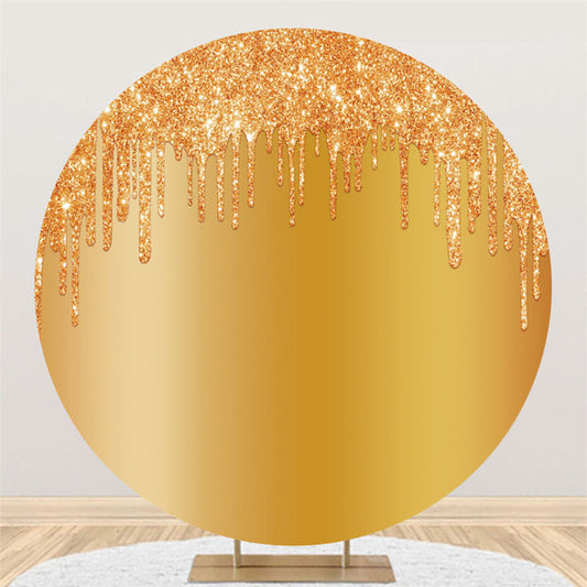 Lofaris Bright Golden Glitter Round Birthday Party Backdrop