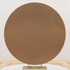 Lofaris Brown Leather Pattern Round Birthday Party Backdrop