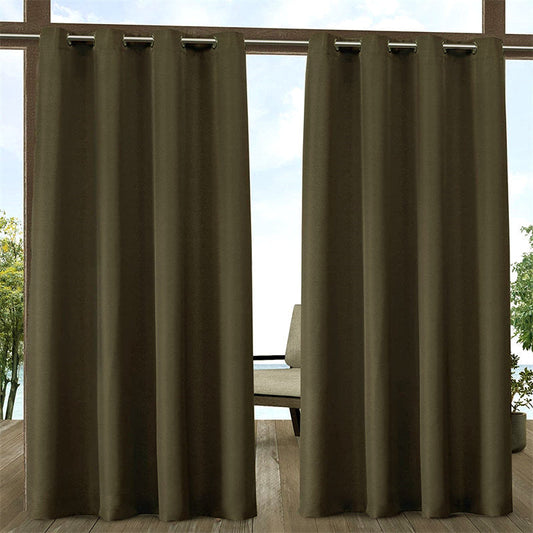 Lofaris Coffee Patio Waterproof Grommet Top Outdoor Curtains for Front Porch
