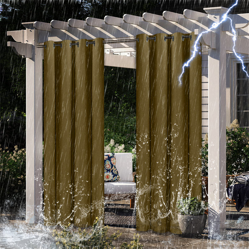 Lofaris Coffee Patio Waterproof Grommet Top Outdoor Curtains for Front Porch