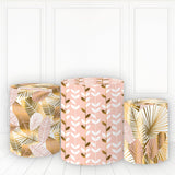 Load image into Gallery viewer, Lofaris Brown Pink Leaves Pillar Wrap With Cake Table Cover