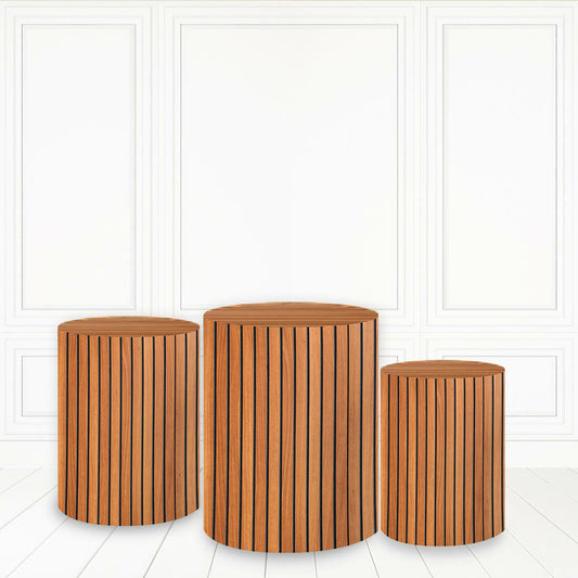 Lofaris Brown Plinth Cover Narrow Wood Block Pattern Cake Table